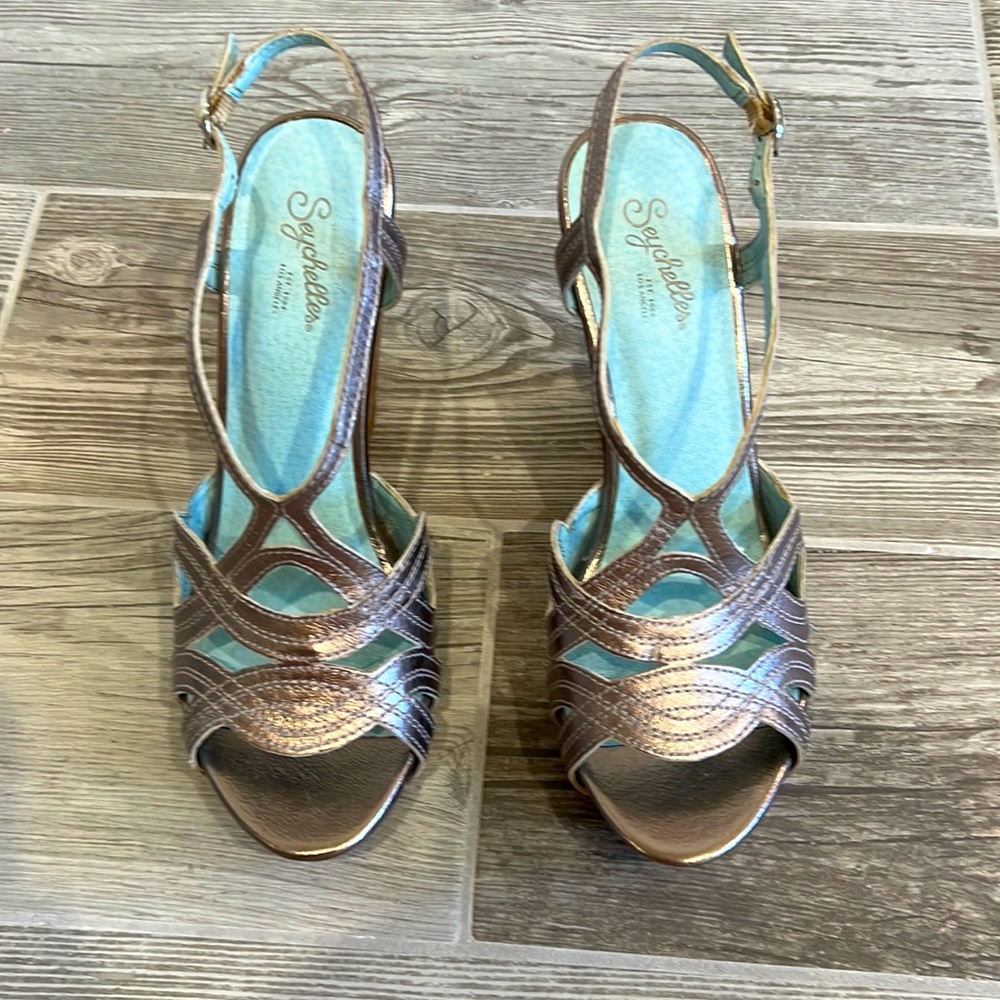 Silver wedge platform shoes - size 8